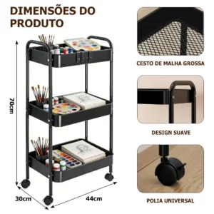 Carrinho organizador multiuso - preto