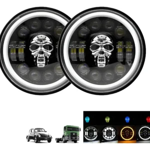 Kit 2 Faróis Led 7 Pol 36w Caveira